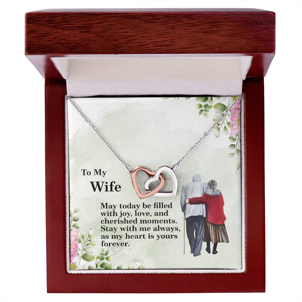 4028 Interlocking Hearts neck, Gift to my Wife with Beautiful Message Card