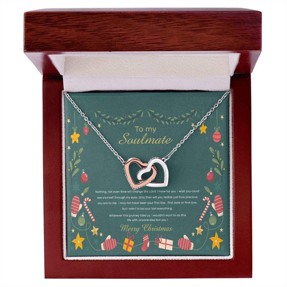 94098 Interlocking Hearts neck, Gift to My Soulmate with Message Card