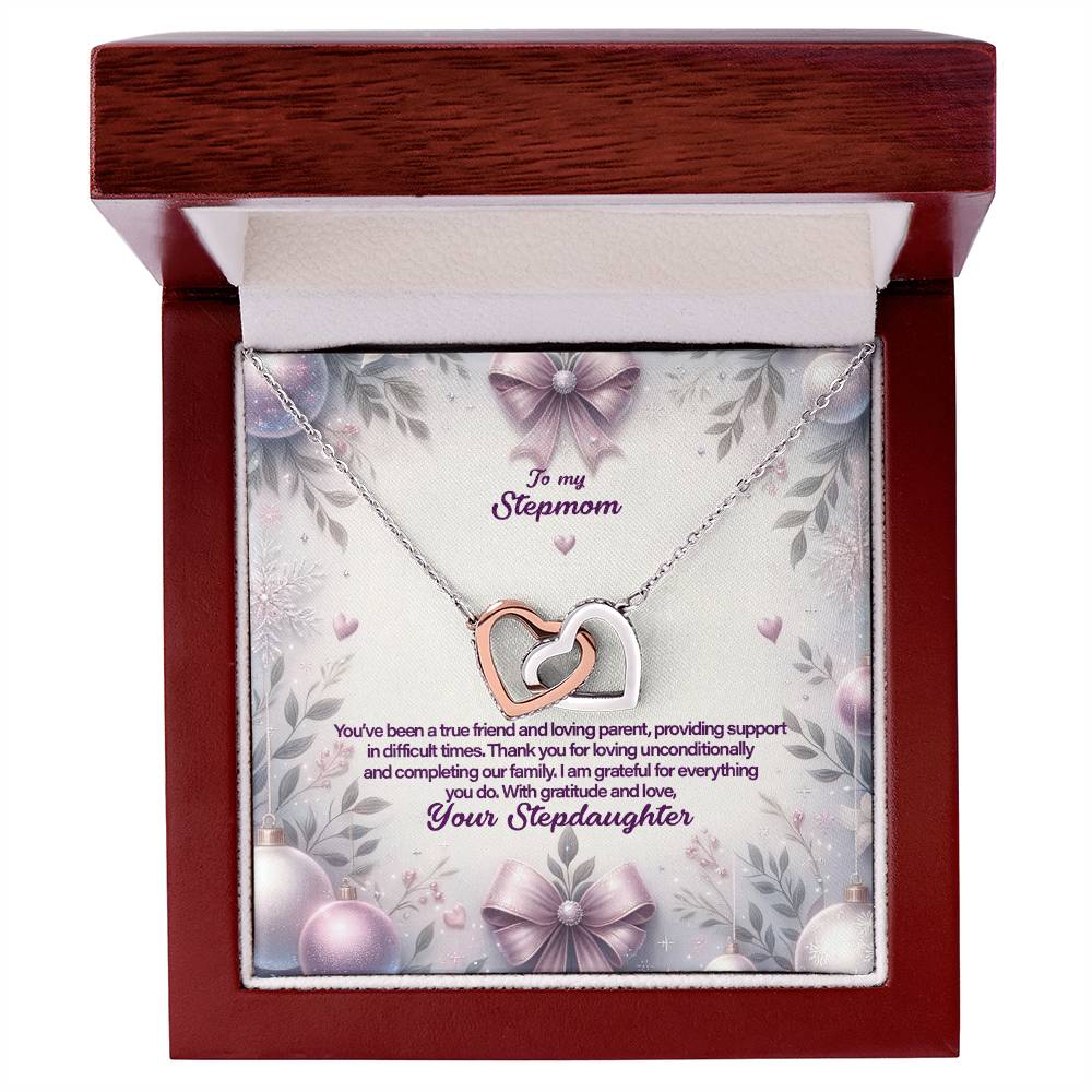 4053b Interlocking Hearts Necklace, Gift to my Stepmom with Beautiful Message Card