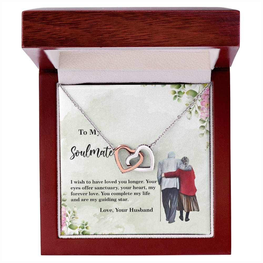 4028c Interlocking Hearts neck, Gift to My Soulmate with Message Card