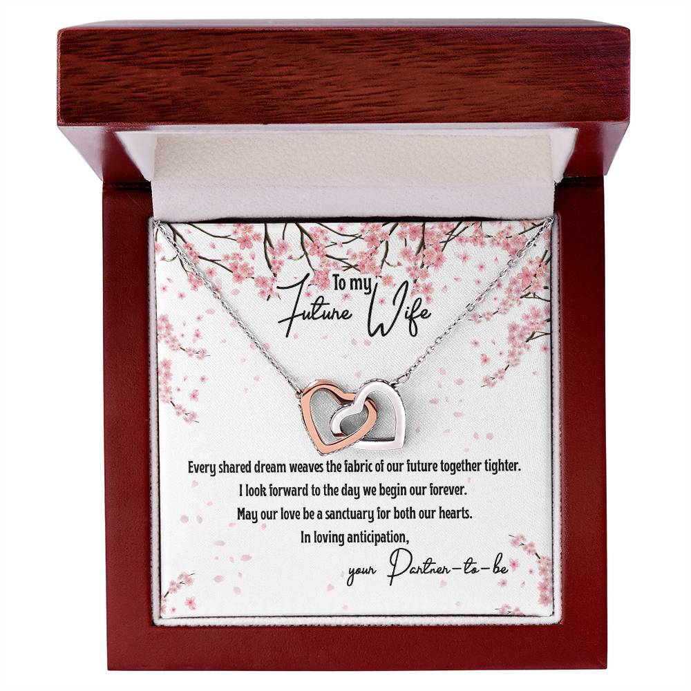 4040 b Interlocking Hearts Necklace, Gift to my Future Wife with Beautiful Message Card