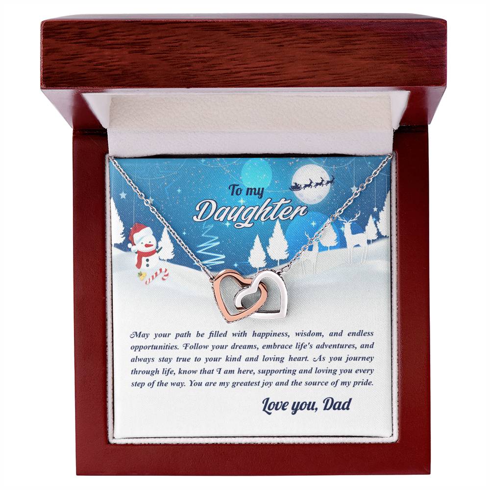 4008a Interlocking Hearts Necklace, Gift to my Daughter with Beautiful Message Card