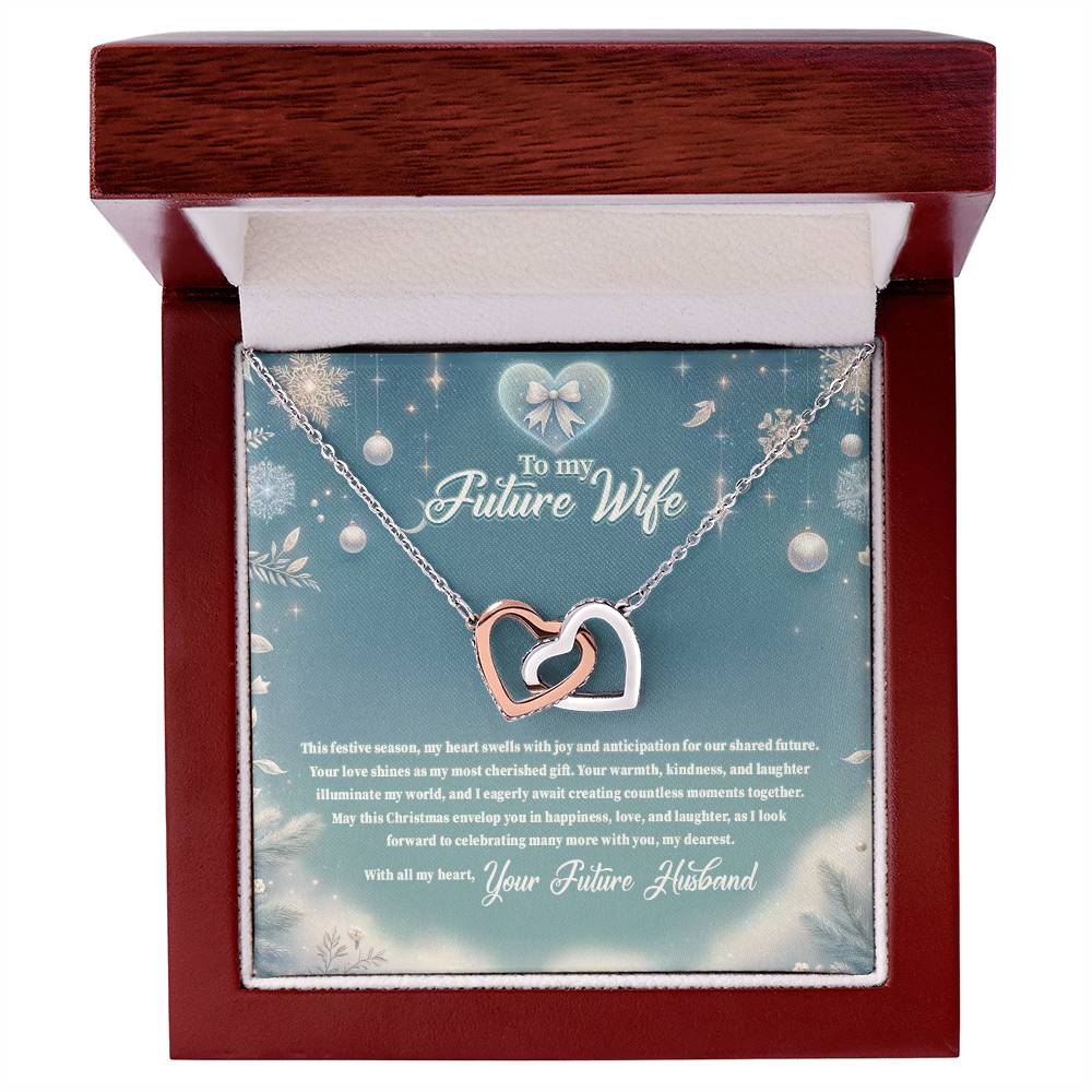 4045 (3) Interlocking Hearts Necklace, Gift to my Future Wife with Beautiful Message Card