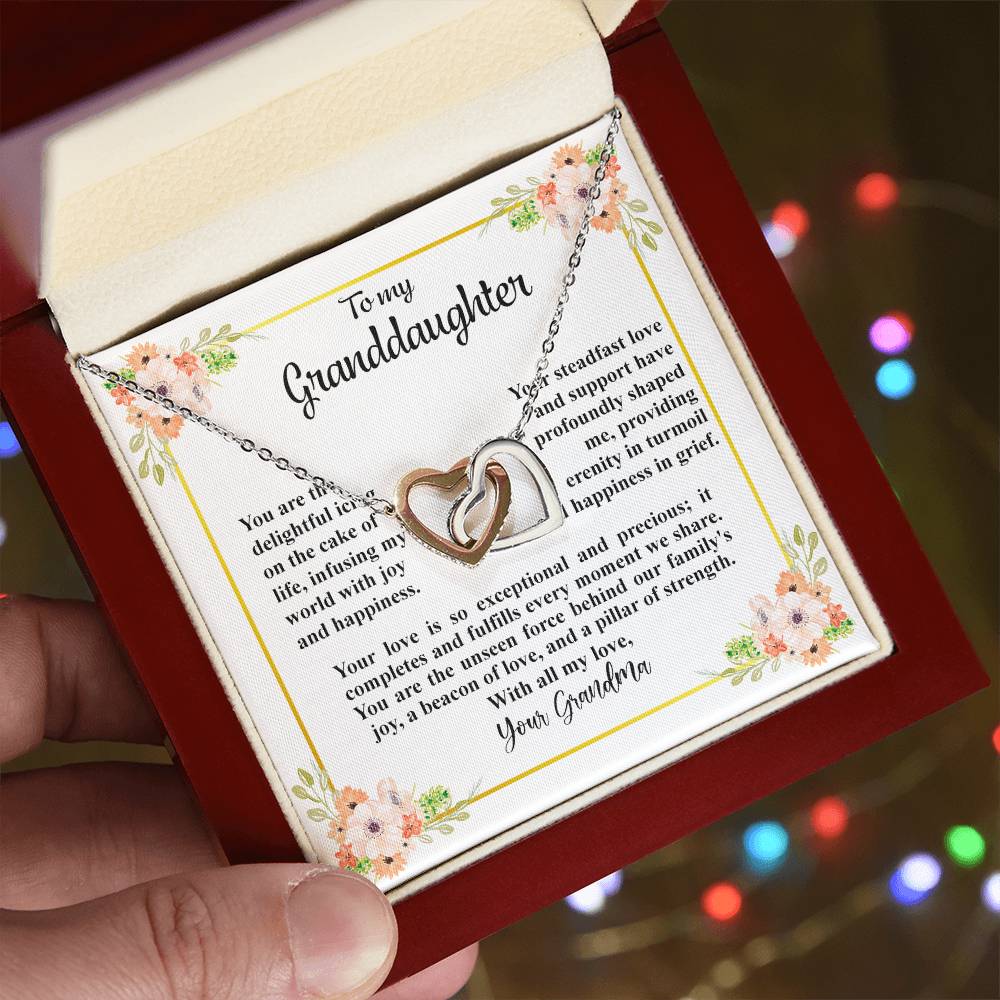 4032c Interlocking Hearts Necklace, Gift to My Granddaughter , with beautiful message card