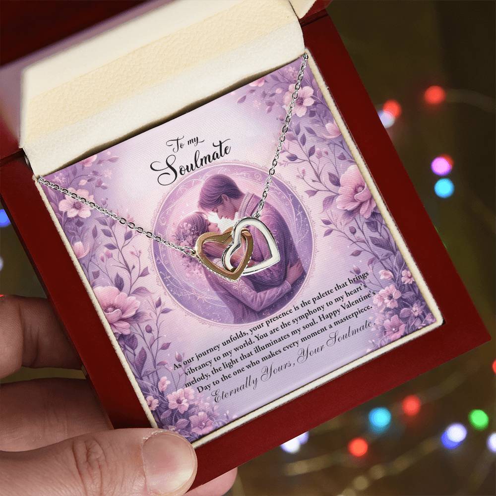 Valentine-st26b Interlocking Hearts neck, Gift to My Soulmate with Message Card