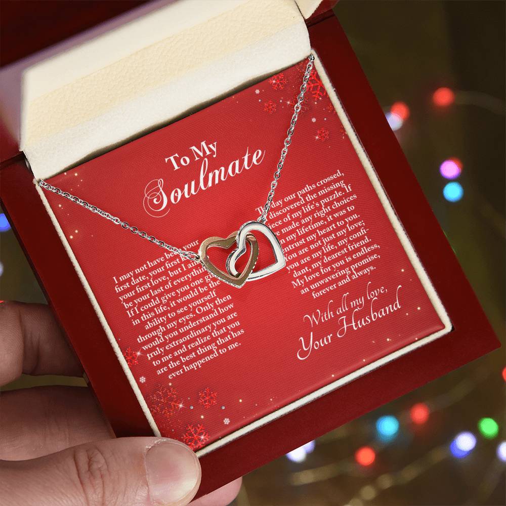 4005b Interlocking Hearts neck, Gift to My Soulmate with Message Card