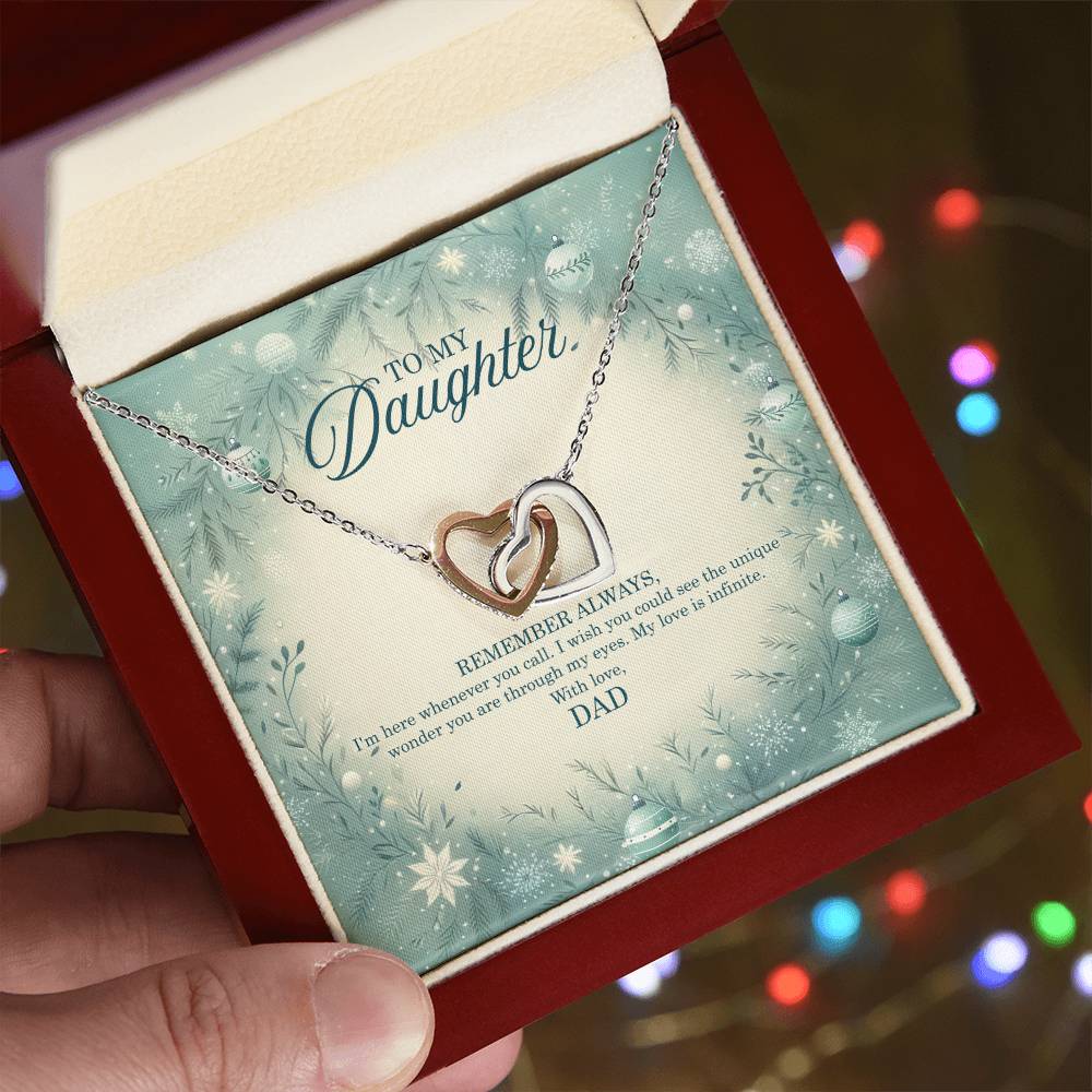 95320 a Interlocking Hearts Necklace, Gift to my Daughter with Beautiful Message Card