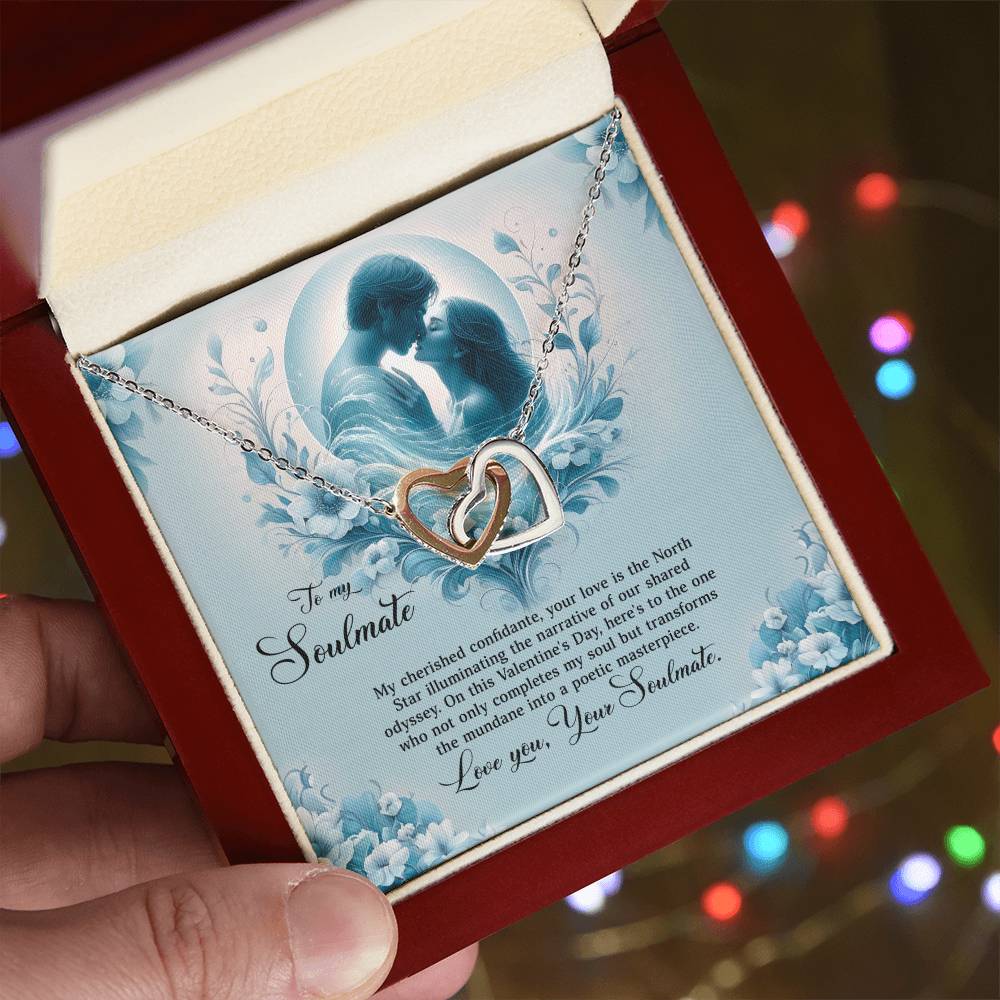 Valentine-st29b Interlocking Hearts neck, Gift to My Soulmate with Message Card