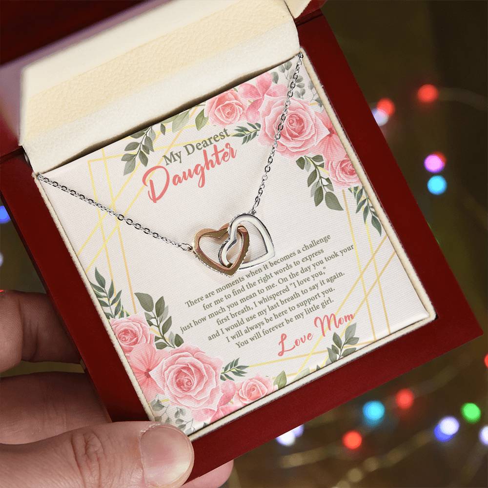 4021b Interlocking Hearts Necklace, Gift to my Daughter with Beautiful Message Card