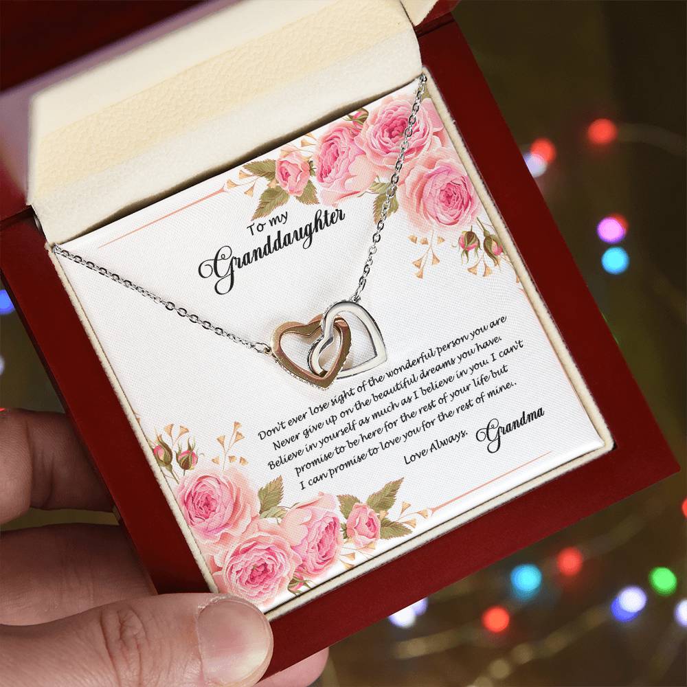 4034 (a) Interlocking Hearts Necklace, Gift to My Granddaughter , with beautiful message card