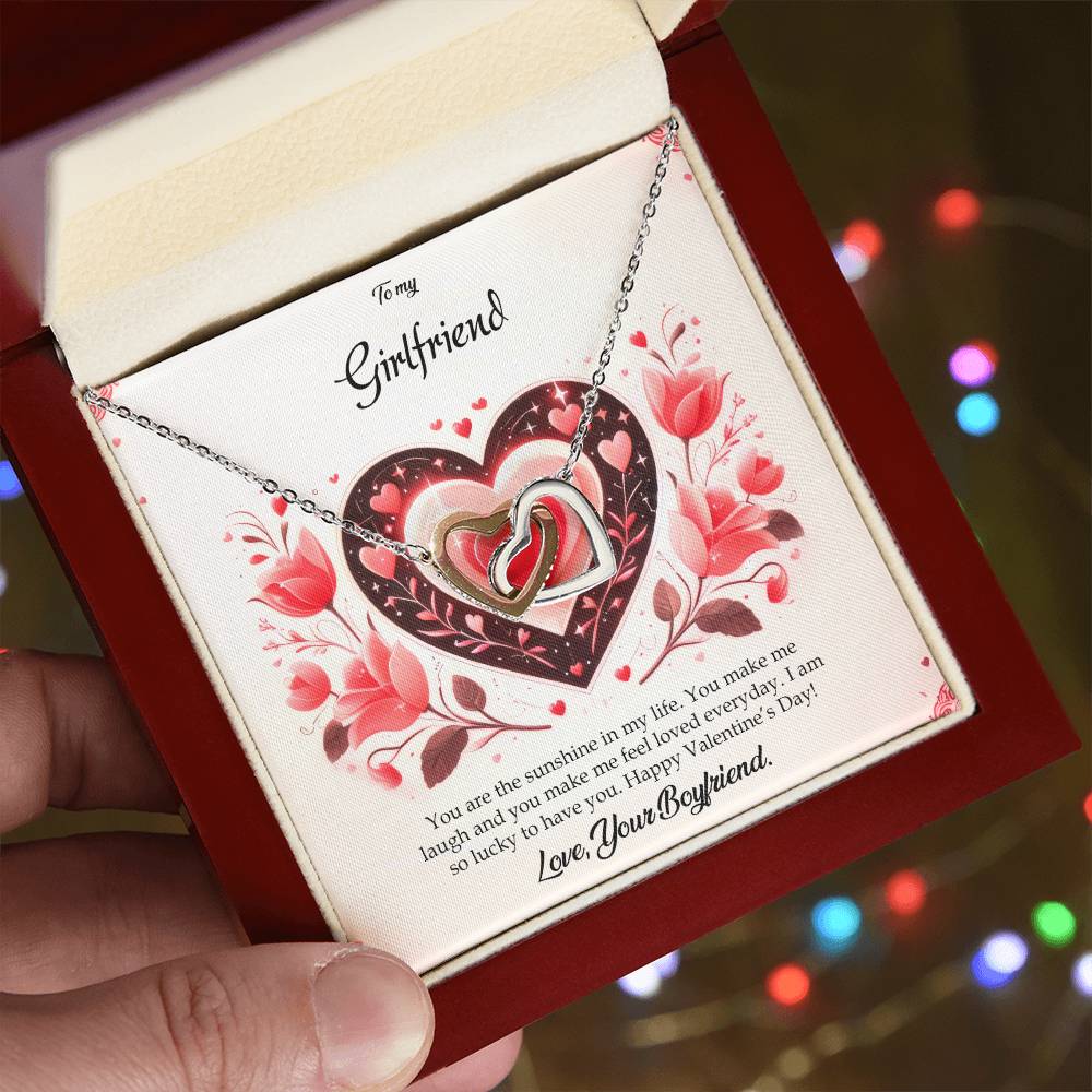 Valentine-st5c Interlocking Hearts Necklace, Gift to my Girlfriend with Beautiful Message Card