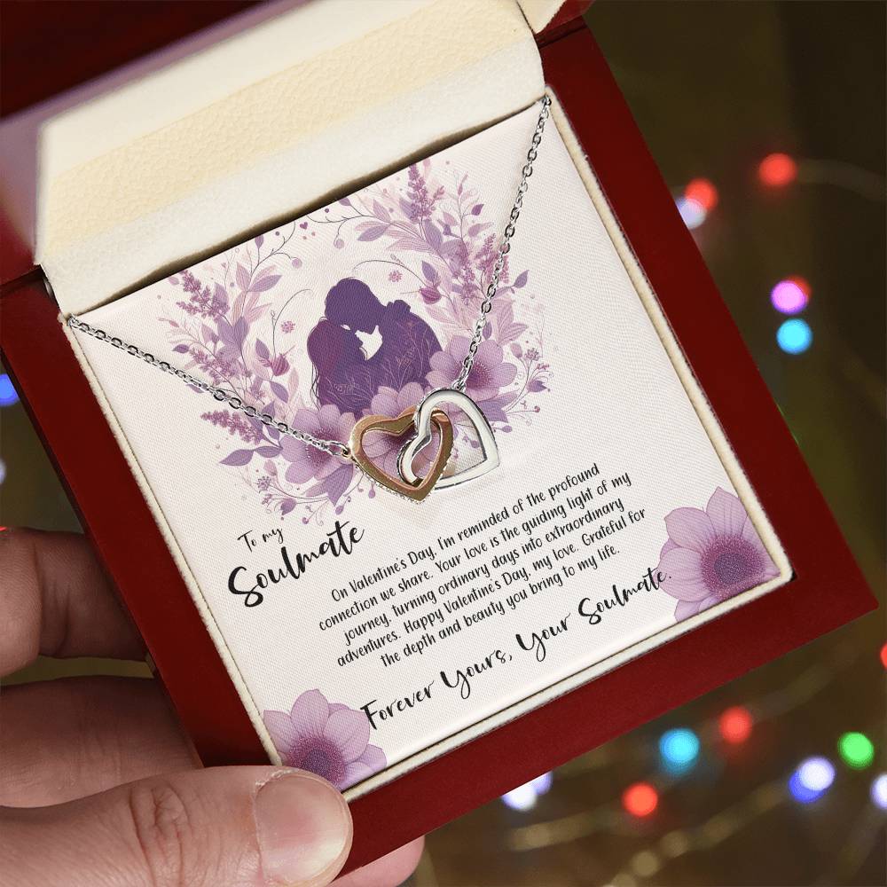 Valentine-st9b Interlocking Hearts neck, Gift to My Soulmate with Message Card