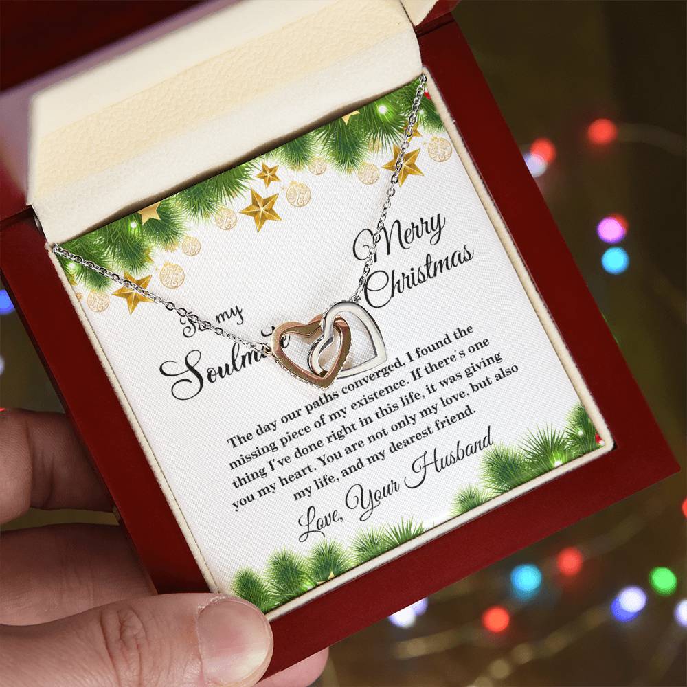 4004a Interlocking Hearts neck, Gift to My Soulmate with Message Card