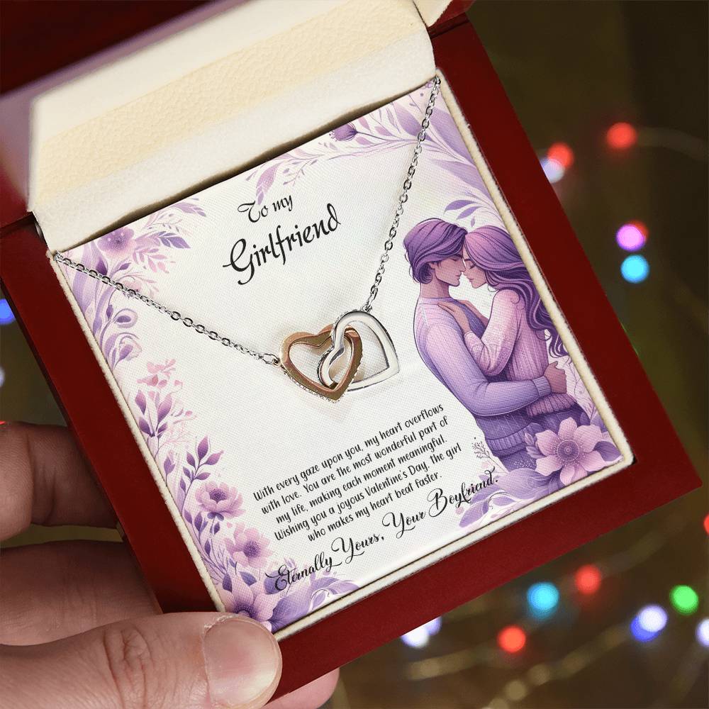 Valentine-st25c Interlocking Hearts Necklace, Gift to my Girlfriend with Beautiful Message Card