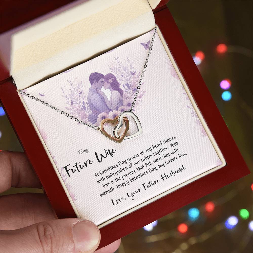 Valentine-st14d Interlocking Hearts Necklace, Gift to my Future Wife with Beautiful Message Card