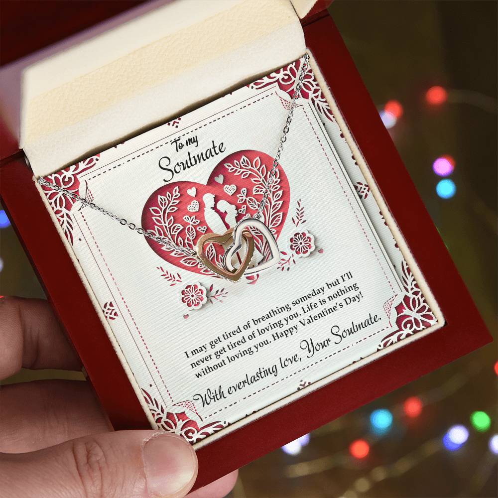 Valentine-st16b Interlocking Hearts neck, Gift to My Soulmate with Message Card