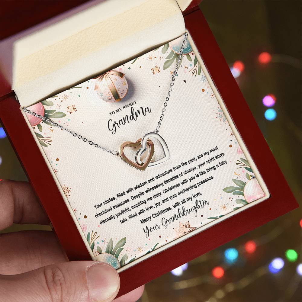 4048(c) Interlocking Hearts Necklace, Gift to my Grandma with Beautiful Message Card