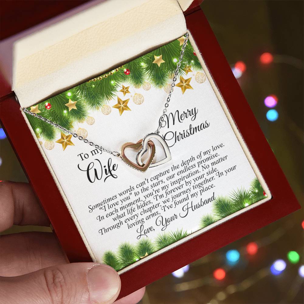 4004c Interlocking Hearts neck, Gift to my Wife with Beautiful Message Card