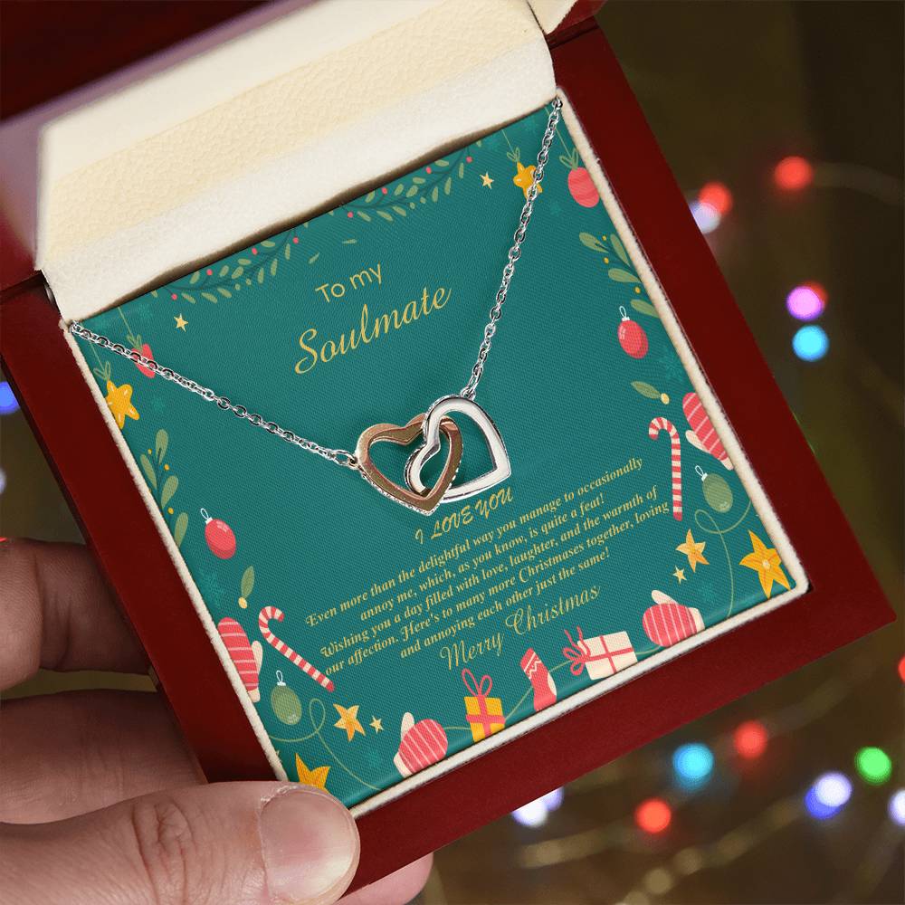 94098b Interlocking Hearts neck, Gift to My Soulmate with Message Card