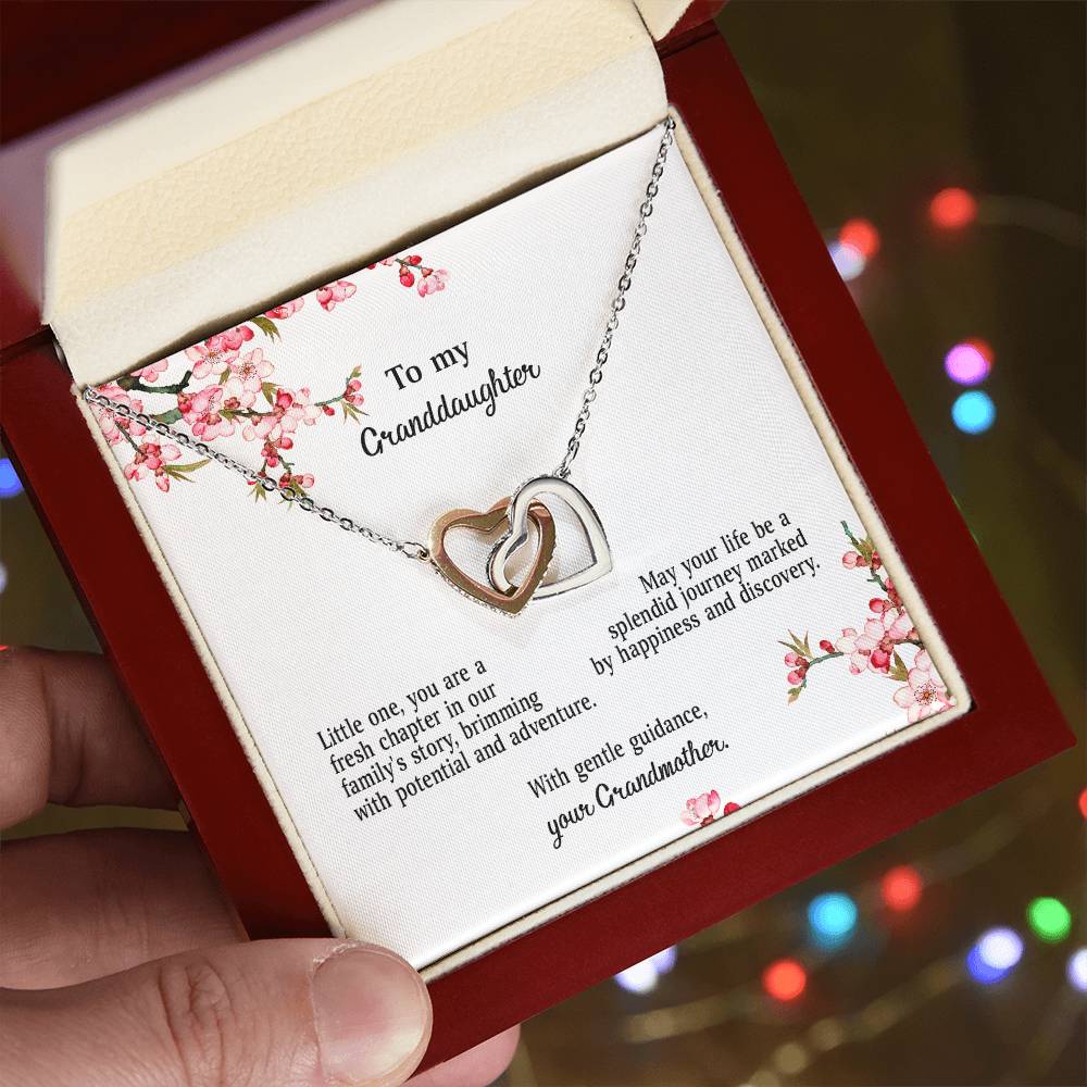 4039d Interlocking Hearts Necklace, Gift to My Granddaughter , with beautiful message card