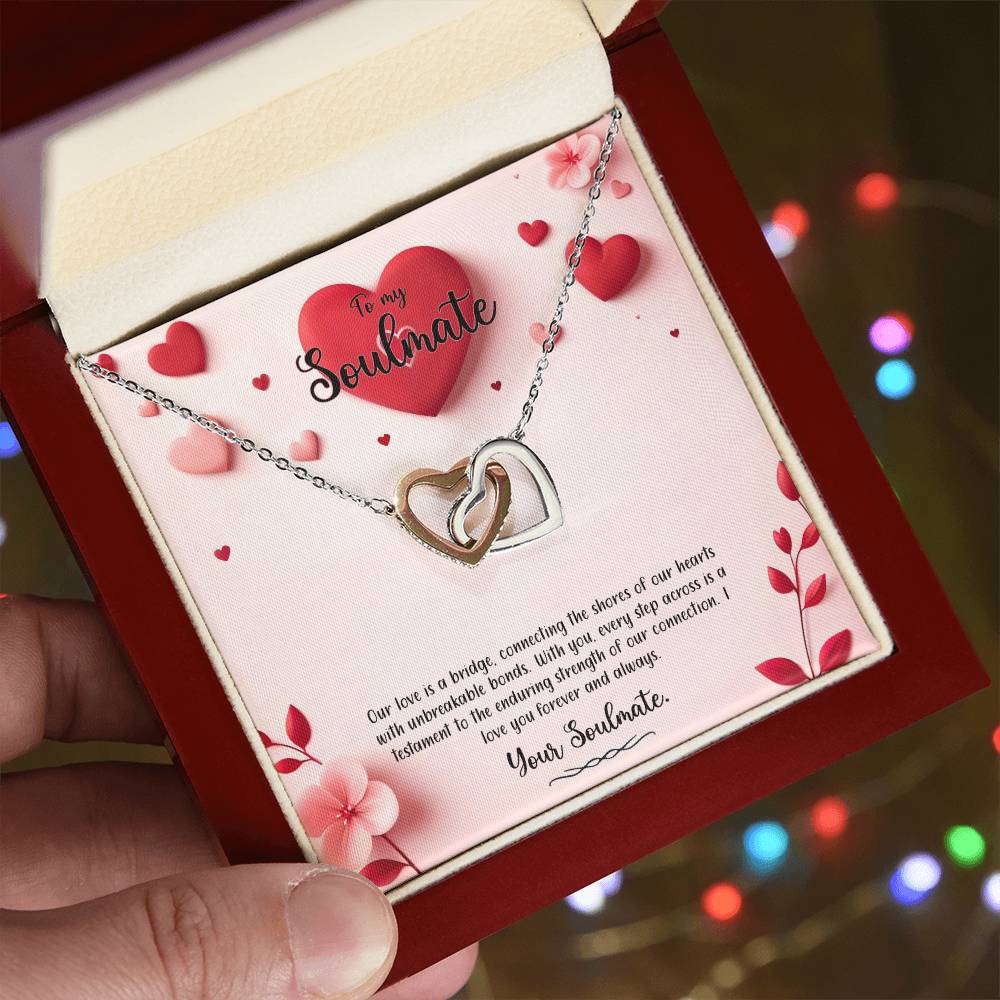 Valentine-st6b Interlocking Hearts neck, Gift to My Soulmate with Message Card