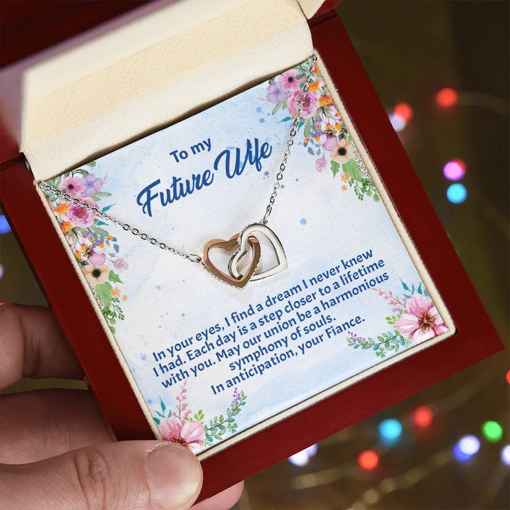 4038c Interlocking Hearts Necklace, Gift to my Future Wife with Beautiful Message Card