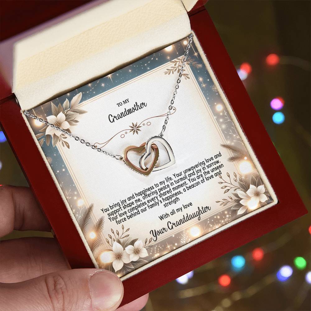 4055(b) Interlocking Hearts Necklace, Gift to my Grandma with Beautiful Message Card