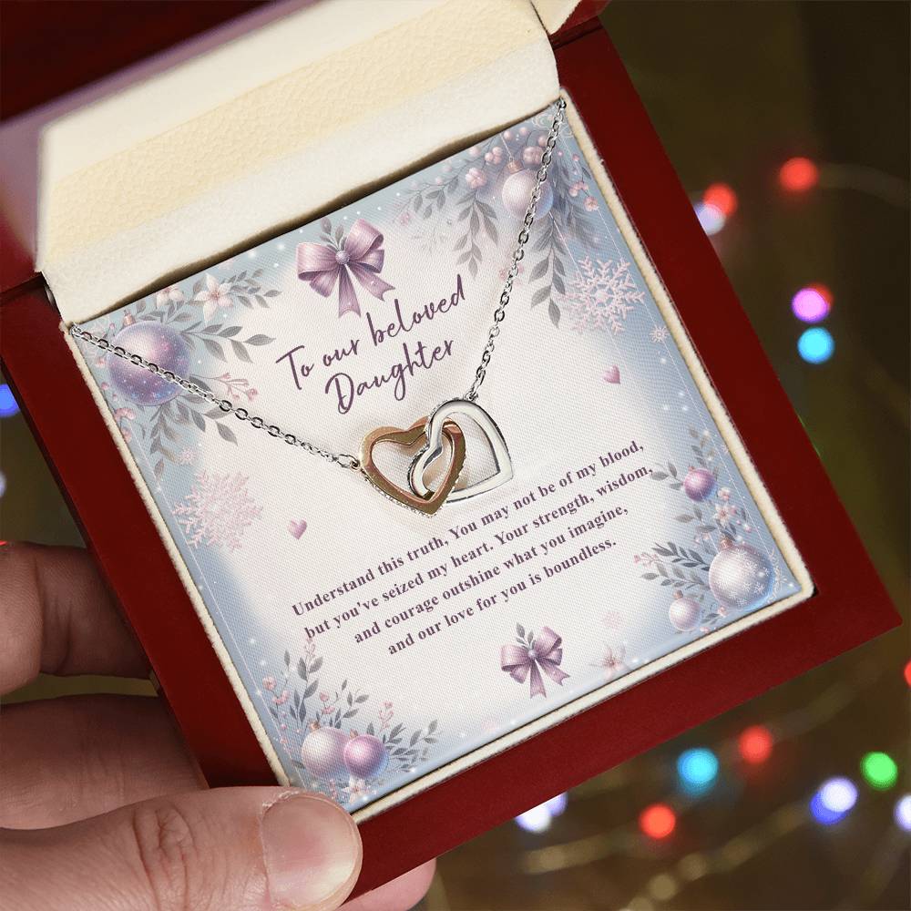 95784 a Interlocking Hearts Necklace, Gift to my Daughter with Beautiful Message Card