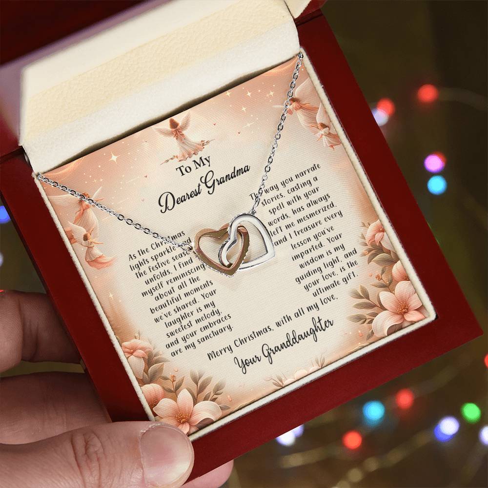 4052c Interlocking Hearts Necklace, Gift to my Grandma with Beautiful Message Card