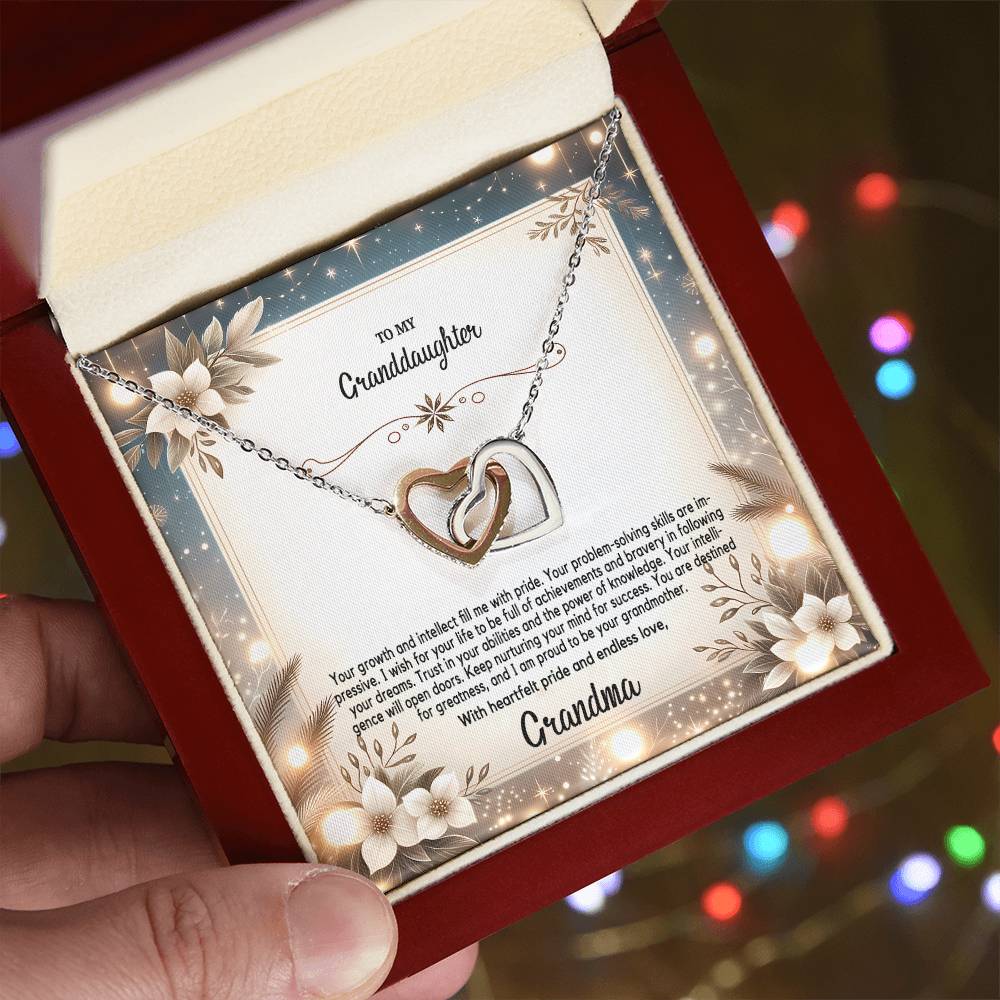 4055(a) Interlocking Hearts Necklace, Gift to My Granddaughter , with beautiful message card