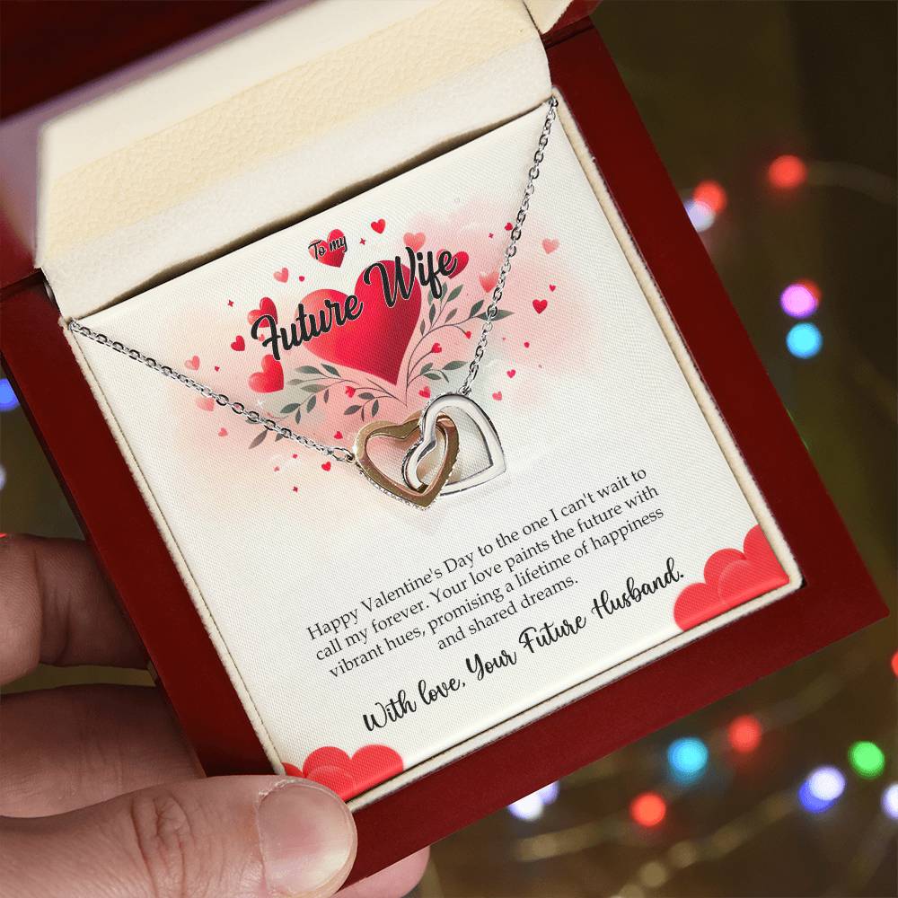 Valentine-st11d Interlocking Hearts Necklace, Gift to my Future Wife with Beautiful Message Card