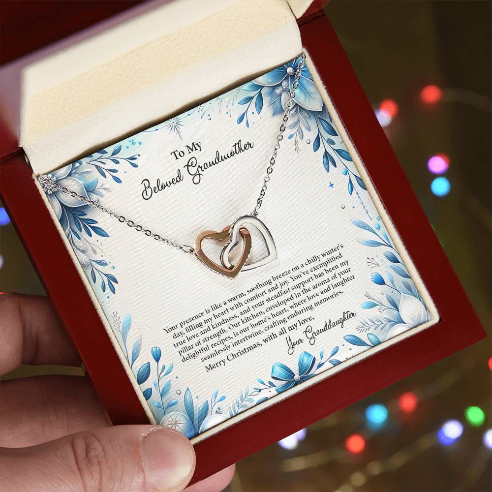 4050c Interlocking Hearts Necklace, Gift to my Grandma with Beautiful Message Card