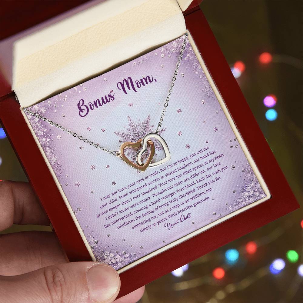 95314 a Interlocking Hearts Necklace, Gift to my Stepmom with Beautiful Message Card