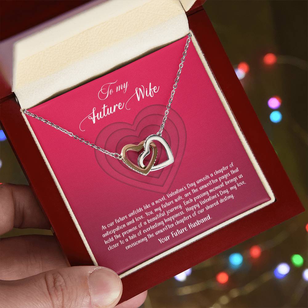 valentine-9d Interlocking Hearts Necklace, Gift to my Future Wife with Beautiful Message Card