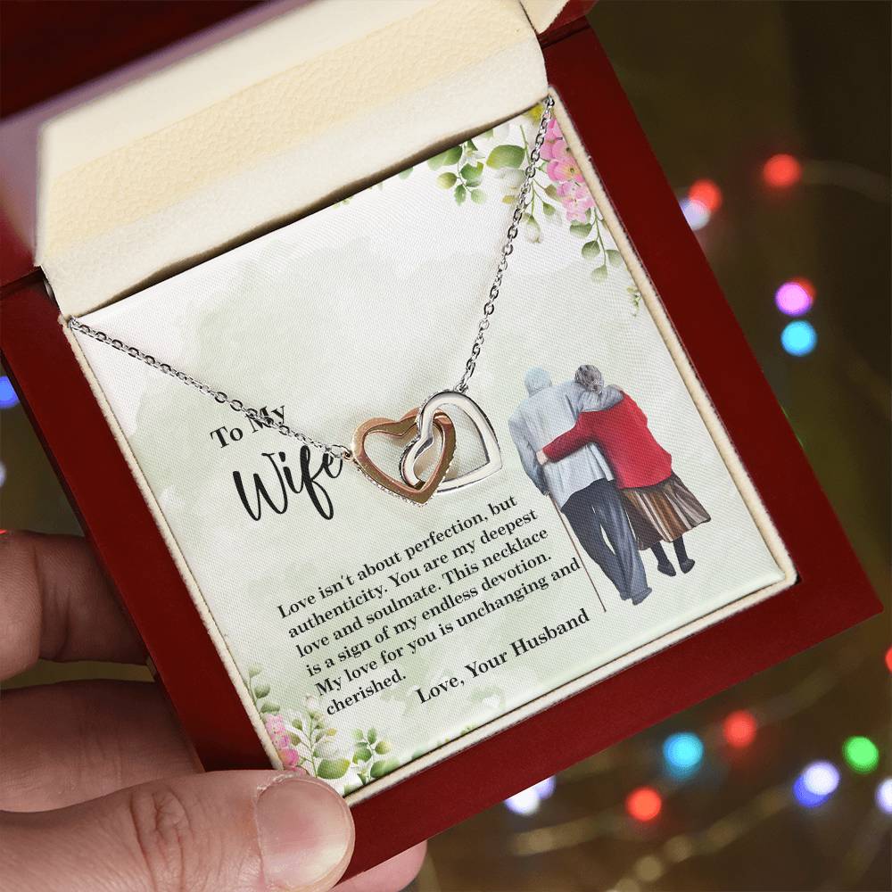 4028b Interlocking Hearts neck, Gift to my Wife with Beautiful Message Card