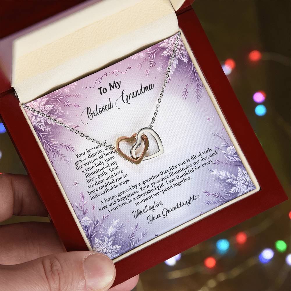 4054a Interlocking Hearts Necklace, Gift to my Grandma with Beautiful Message Card