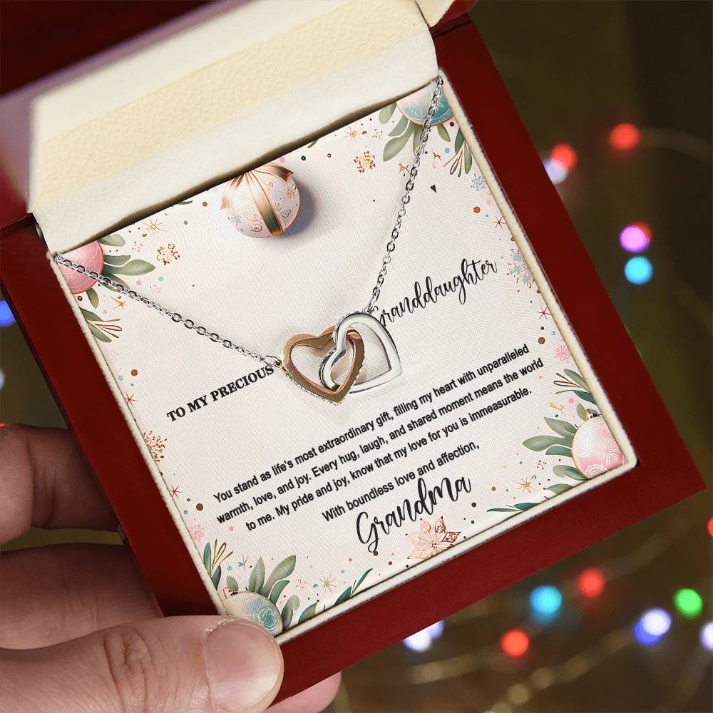 4048(b) Interlocking Hearts Necklace, Gift to My Granddaughter , with beautiful message card