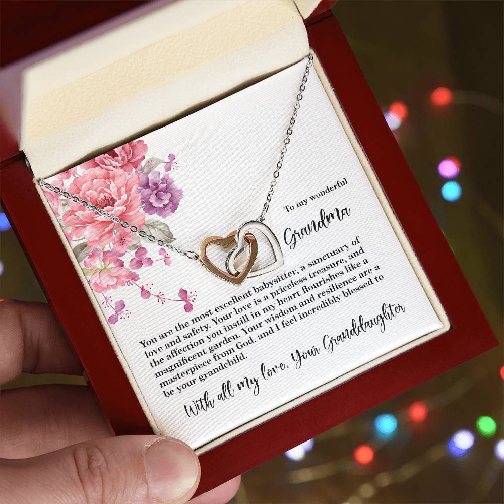 4027d Interlocking Hearts Necklace, Gift to my Grandma with Beautiful Message Card