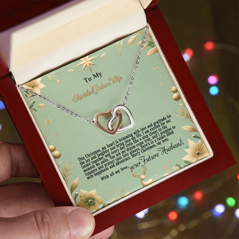 4047c Interlocking Hearts Necklace, Gift to my Future Wife with Beautiful Message Card