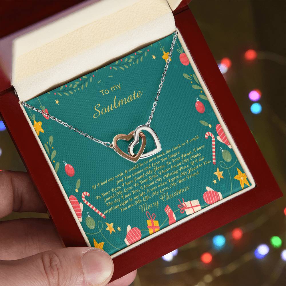 94098a Interlocking Hearts neck, Gift to My Soulmate with Message Card