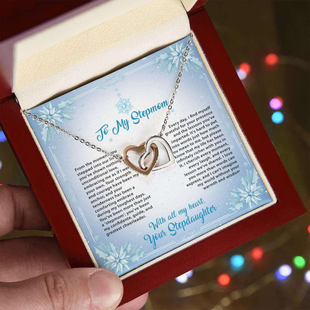 95315 a Interlocking Hearts Necklace, Gift to my Stepmom with Beautiful Message Card