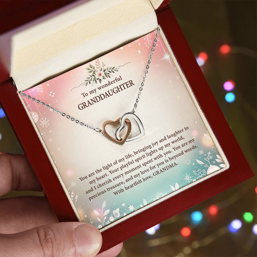 4057a Interlocking Hearts Necklace, Gift to My Granddaughter , with beautiful message card