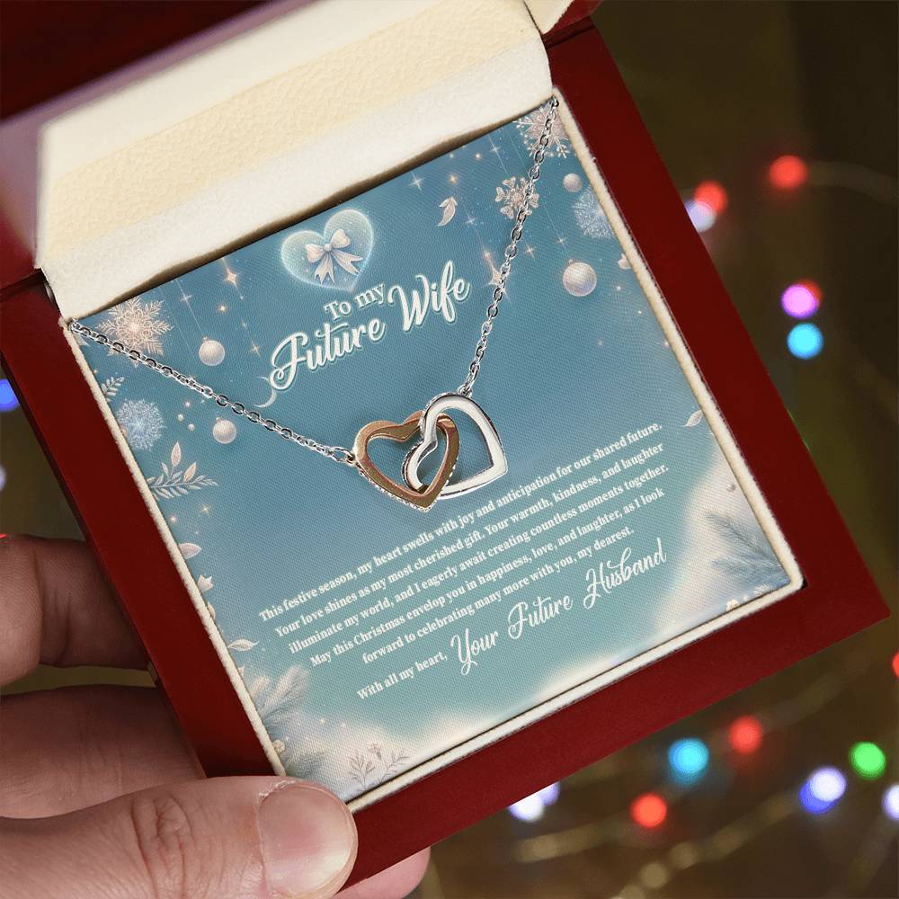 4045 (3) Interlocking Hearts Necklace, Gift to my Future Wife with Beautiful Message Card