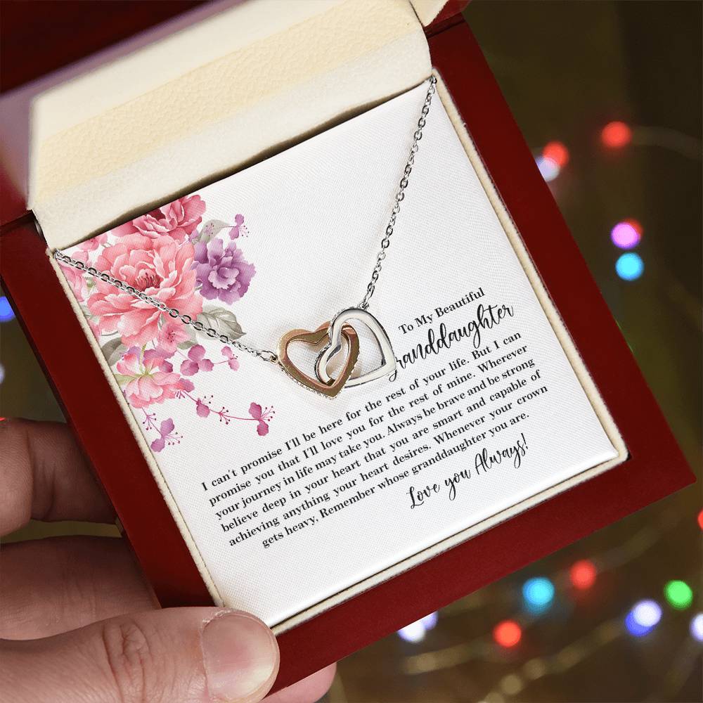 4027c Interlocking Hearts Necklace, Gift to My Granddaughter , with beautiful message card