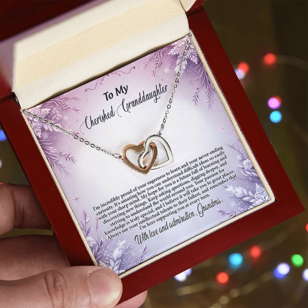 4054c Interlocking Hearts Necklace, Gift to My Granddaughter , with beautiful message card