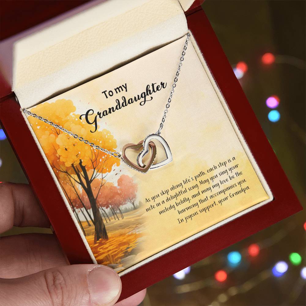 4041d Interlocking Hearts Necklace, Gift to My Granddaughter , with beautiful message card