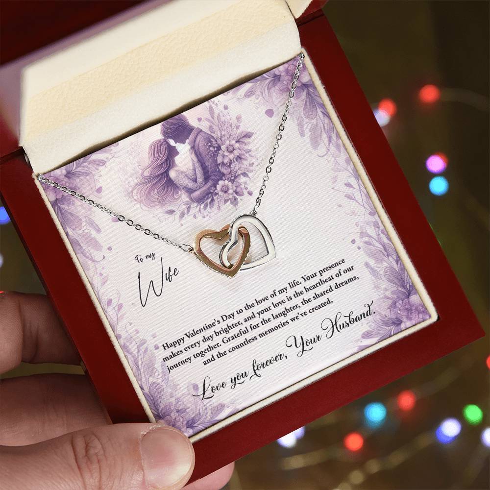 Valentine-st10a Interlocking Hearts Necklace, Gift to my Wife with Beautiful Message Card