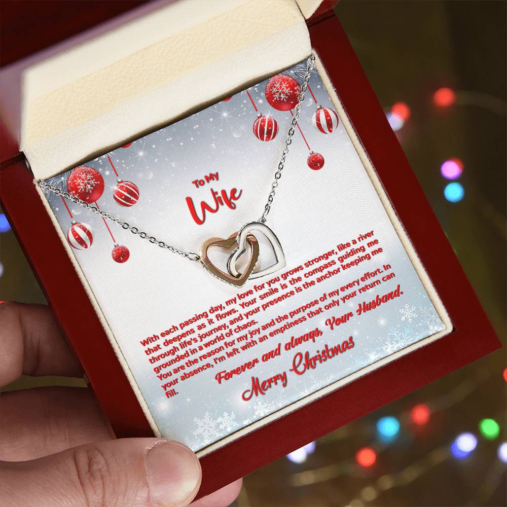 4012a Interlocking Hearts neck, Gift to my Wife with Beautiful Message Card