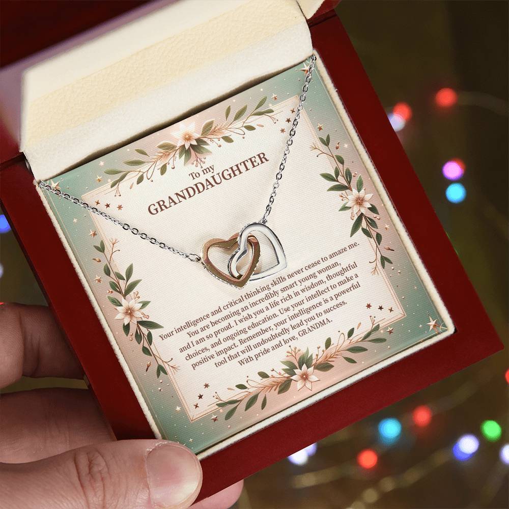 4049a Interlocking Hearts Necklace, Gift to My Granddaughter , with beautiful message card