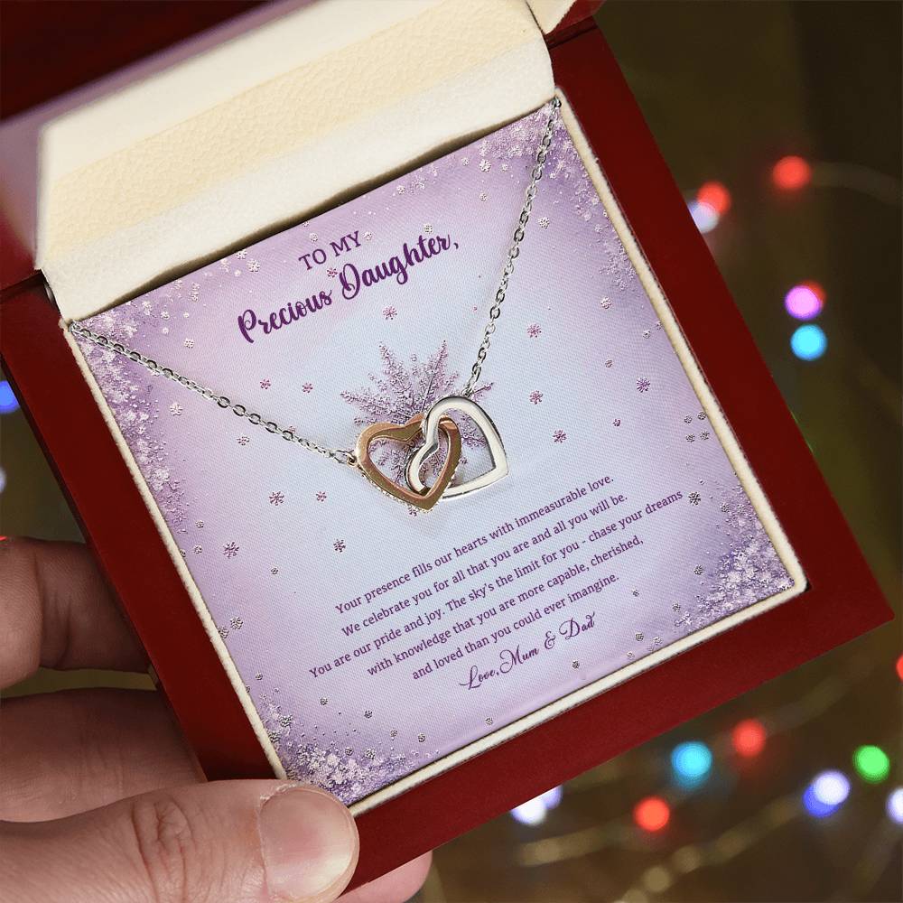 95314-c Interlocking Hearts Necklace, Gift to my Daughter with Beautiful Message Card